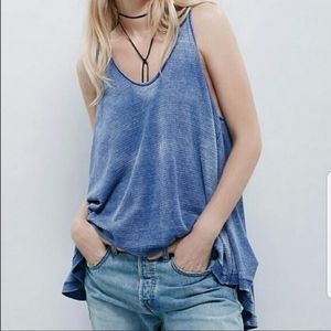 We The Free waffle knit kitten blue swing tank top